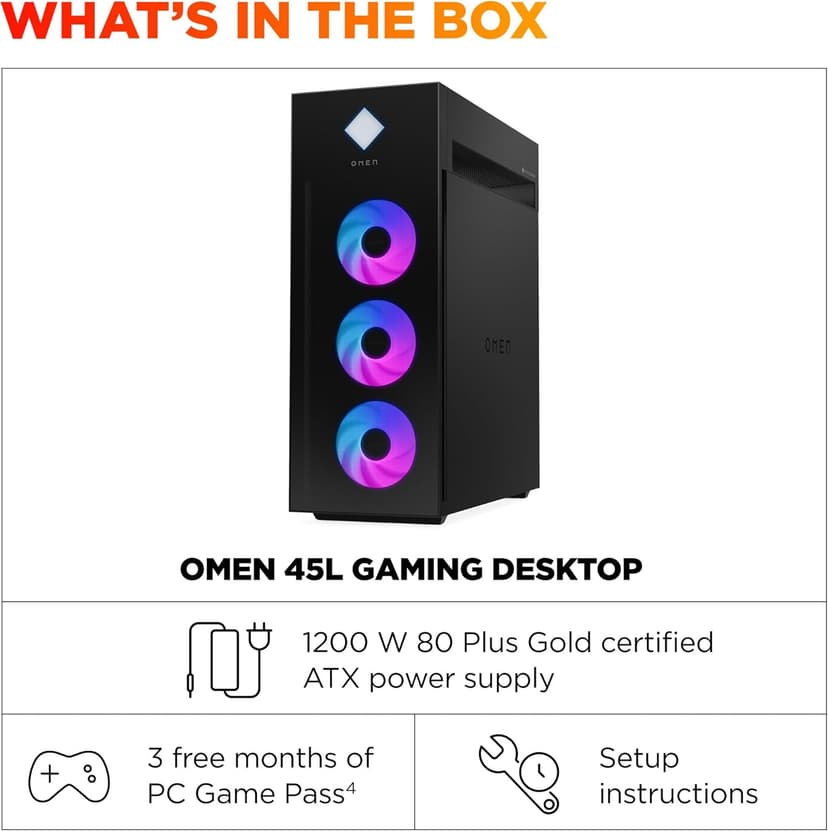 HP OMEN 45L Gaming Desktop, Intel Core Ultra 9 285K, 64 GB RAM, 2 TB SSD, NVIDIA GeForce RTX 5090, Windows 11 Pro, Microsoft Copilot, Tempered Glass, GT22-3090 (2025)