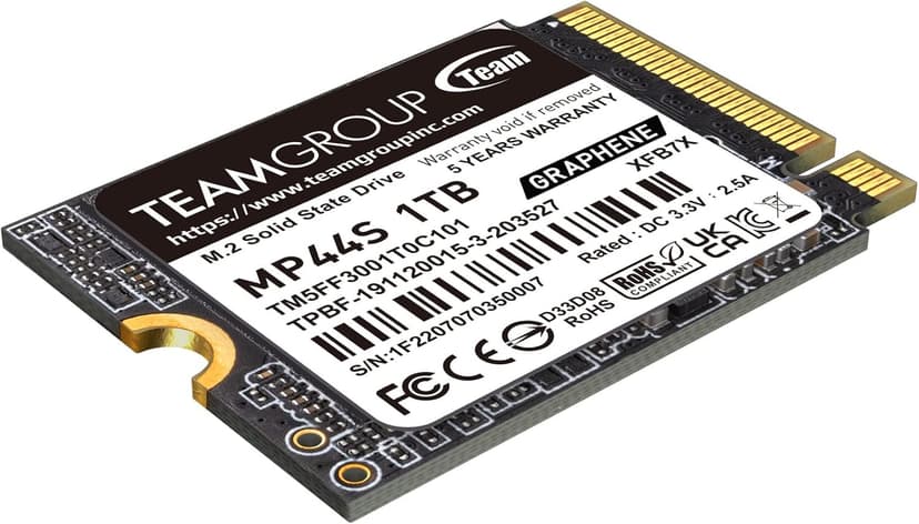 TEAMGROUP MP44S SSD 1TB SLC Cache Gen 4x4 M.2 2230 PCIe 4.0 NVMe Steam Deck ASUS ROG Ally Mini PCs R/W Speed up to 5000/3500 MB/s TM5FF3001T0C101