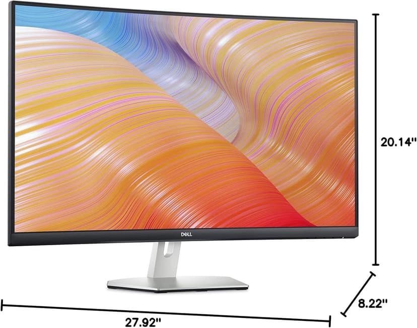 Dell S3222HN Curved Monitor - 31.5-inch FHD (1920x1080) 75Hz 4Ms 1800R Curved Display, HDMI Connectivity, AMD FreeSync Technology, Tilt Adjustability - Silver