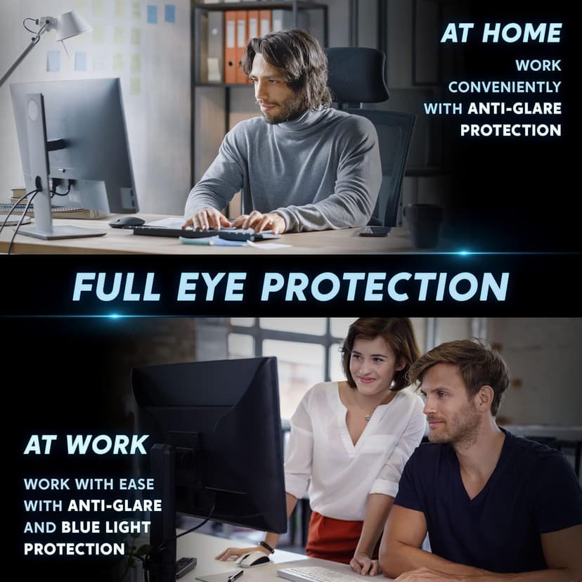 [2 Pack] 24 inch Removable Anti-Glare Blue Light Screen Protector for 16:9 Computer Monitor Display– Anti-Glare, Anti-Scratch, PC Anti-UV Eye Protection Filter Film