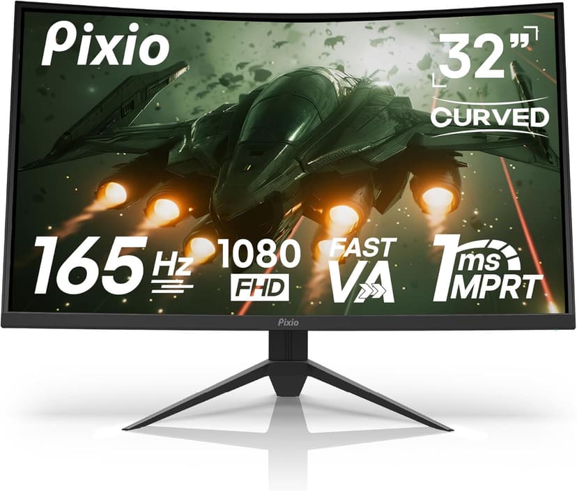Pixio PXC325 32 inch 165Hz Refresh Rate FHD 1080p Resolution 1500R Curve VA Panel 1ms Response Time Adaptive Sync HDR Curved Gaming Monitor