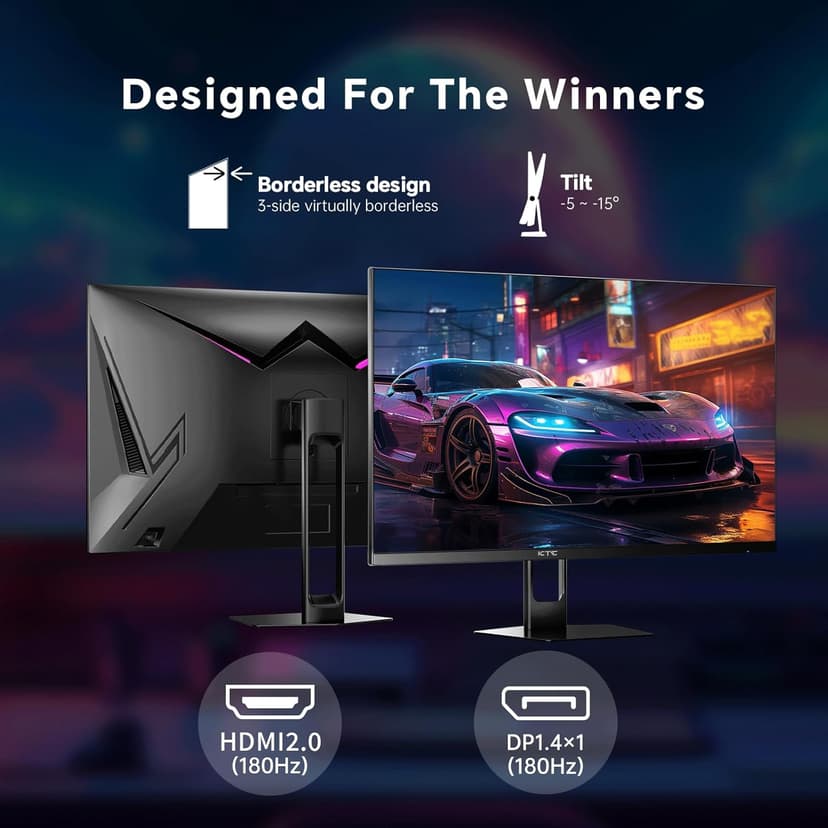 27 Inch Gaming Monitor 180Hz, Full HD 1920x1080 Fast IPS Computer Monitor, DP 1.4 & HDMI 2.1 Ports 1Ms FreeSync Frameless PC Gamer Monitor, HDR, VESA Mount, H27F22