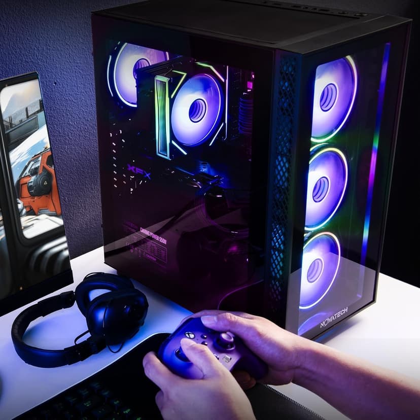 NOVATECH Phantom - Prebuilt Gaming PC Desktop Computer - RTX 3050 - Intel i7 Xeon 3.5GHz - 16GB RAM - 512GB M.2 SSD WiFi/BT, Win 11 Pro - Gaming Computer Tower, Pre Built PC Gaming - 1 Year Warranty