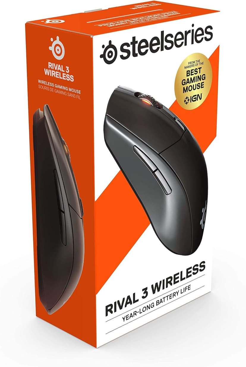 SteelSeries Rival 3 Wireless Gaming Mouse – 400+ Hour Battery Life – Dual Wireless 2.4 GHz and Bluetooth 5.0 – 60 Million Clicks – 18,000 CPI TrueMove Air Optical Sensor,Black