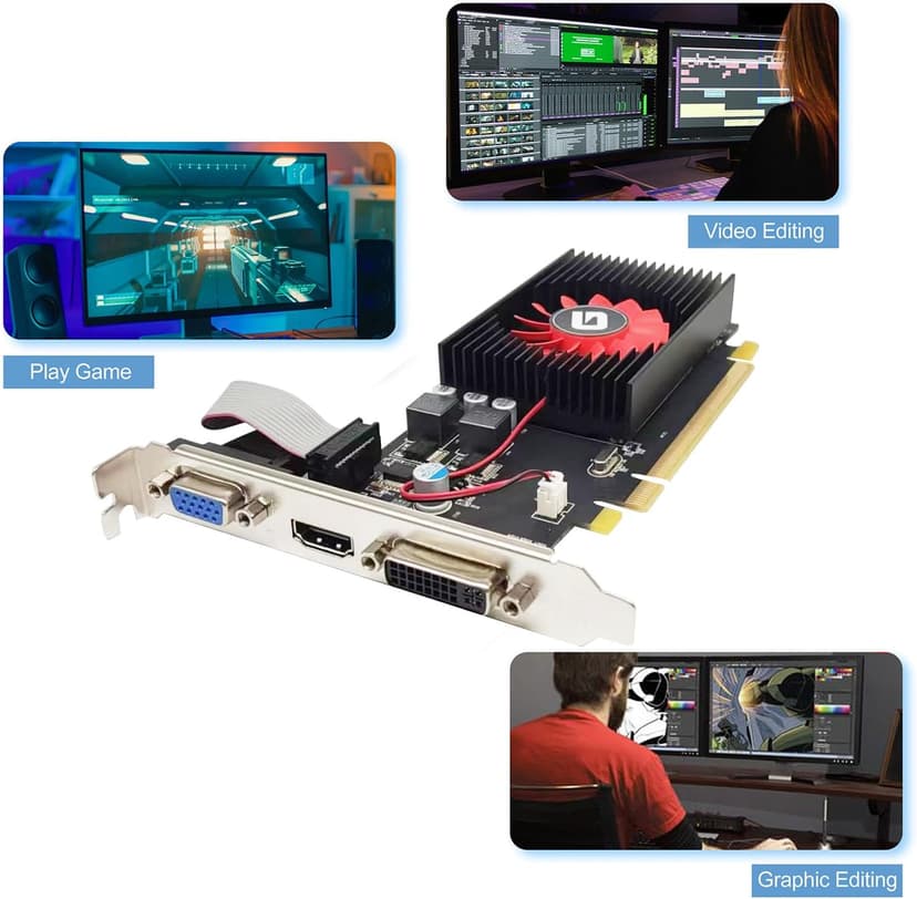 Radeon HD 5450 1GB DDR3 Low Profile Graphics Card, PCI Express 2.0 x16, HDMI/VGA/DVI, Entry Level GPU for PC, SFF and HTPC