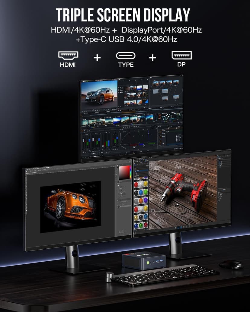 GMKtec Mini PC Ryzen 6600H (Upgraded 6600U), M6 Gaming Desktop Computer Dual NIC LAN 2.5G, AMD R5 6600H (6C/12T up to 4.50Ghz), 32G DDR5 RAM + 1TB PCle SSD, WiFi 6E, USB 4.0, BT 5.2, HDMI
