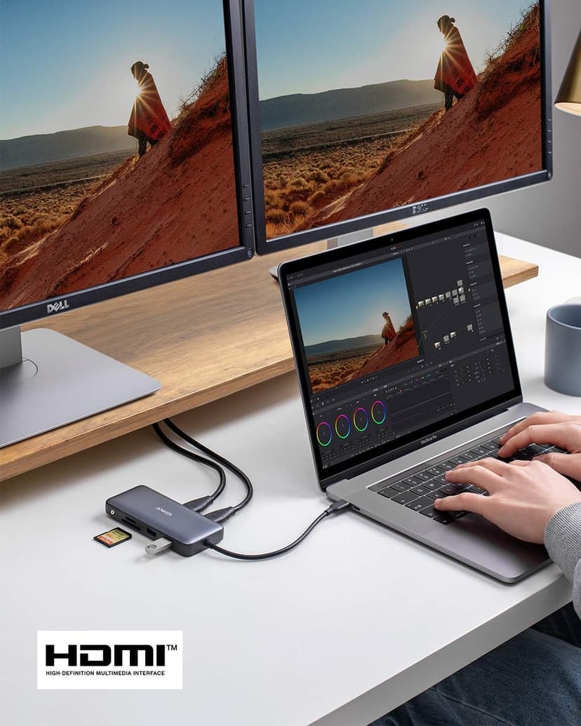 Anker Laptop Docking Station Dual Monitor, 8-in-1 USB C Hub, 4K Dual Monitor with 2 HDMI, 1 Gbps Ethernet Hub, 85W Power Delivery, SD Card Reader for MacBook Pro, XPS and More