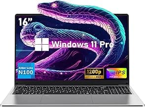 16 Inch Laptop Computer | Gaming Laptop | 16GB RAM 512GB SSD | N100 Processor | FHD 1920 * 1200 | 180 Angle Open | Backlit Keyboard | Windows 11 Pro | Fingerprint Unlock | UHD Graphics 750 MHz