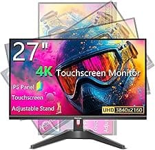 Touchscreen Gaming Monitor 27 Inch 4K UHD(3840x2160) IPS Computer Monitor, 60Hz, Ultra-Thin Bezel, HDMI, DisplayPort, 400 cd/㎡, VESA, Tilt Adjustable