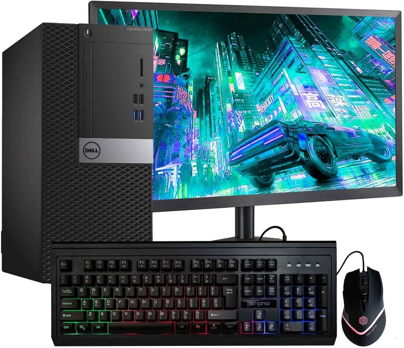 Dell Optiplex 7040 Tower Desktop Computer | Quad Core Intel i7 (3.4) 32GB DDR4 RAM 500GB PCIe M.2 NVMe + 2TB HDD| Windows 10 Professional New 22in LCD Monitor Home or Office PC (Renewed), Black