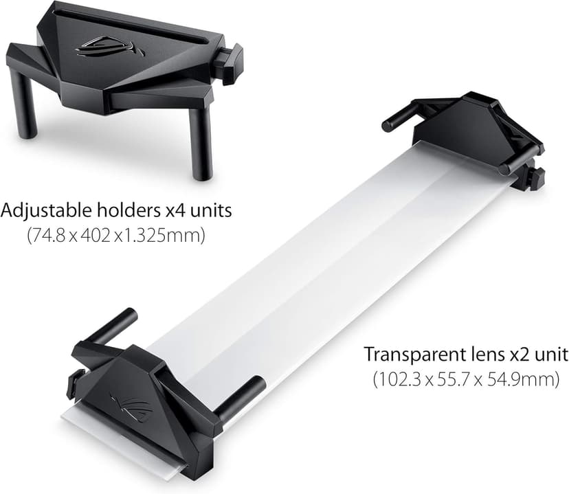 ASUS ROG Bezel-Free Kit ABF01 Universal Multi-Monitor Setup with Optical Micro-structures Easy Assembly, CLEAR, (Set of 2)