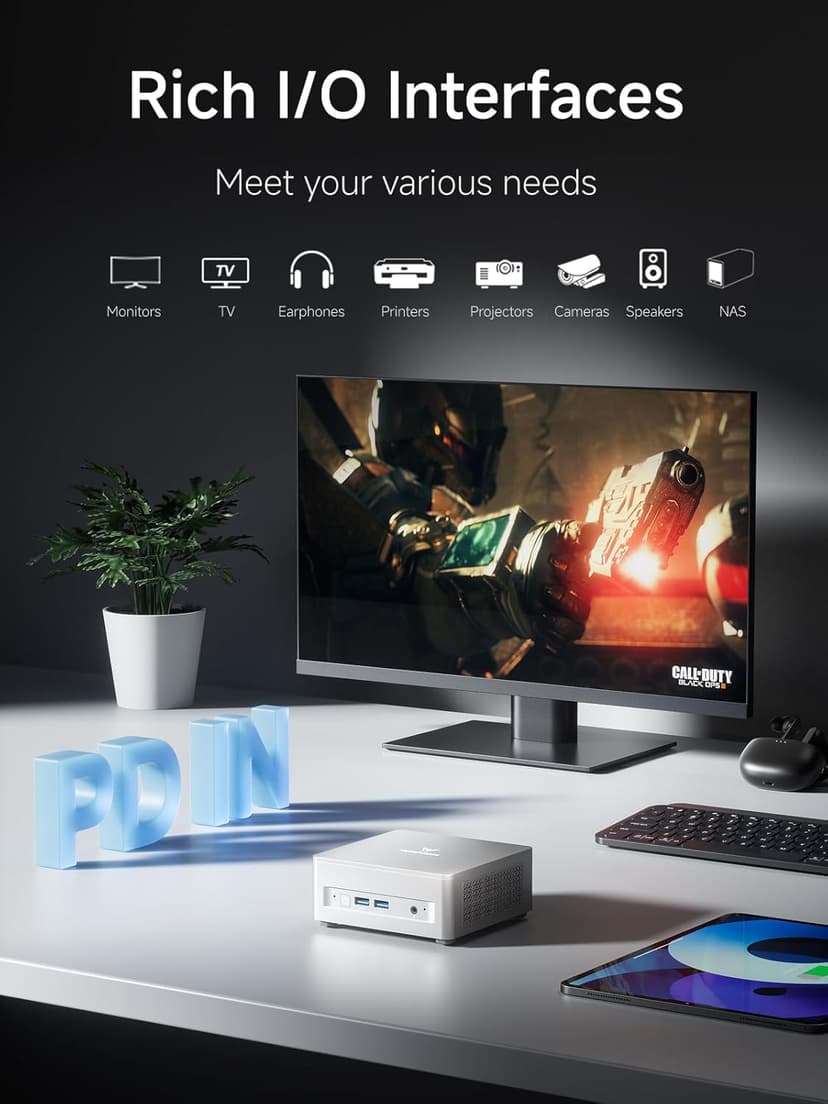 MINISFORUM UM750L Slim Mini PC, AMD Ryzen 5 7545U Mini Computer(6C/12T, Up to 4.9GHz), 32GB LPDDR5 RAM & 1TB PCIe 4.0 SSD, HDMI/DP/USB4, 4 x USB Type A,2.5G LAN,WIFI6E/BT5.3