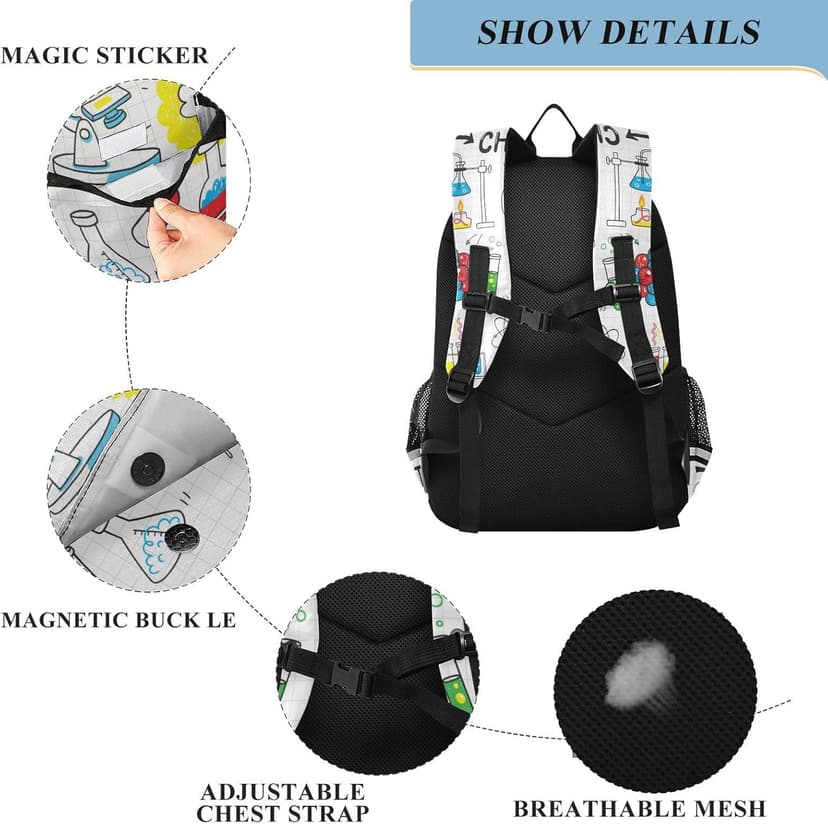 Backpack Chemistry Science School Shoulder Bag Lightweight Laptop Backpack Student Travel Daypack