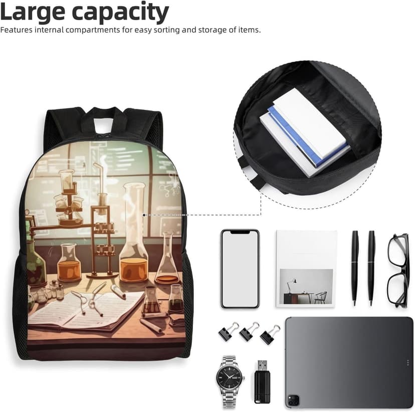 Chemistry Lab Laptop Backpack for Travel Waterproof College Backpack Men Women Laptop Bag Casual Daypack