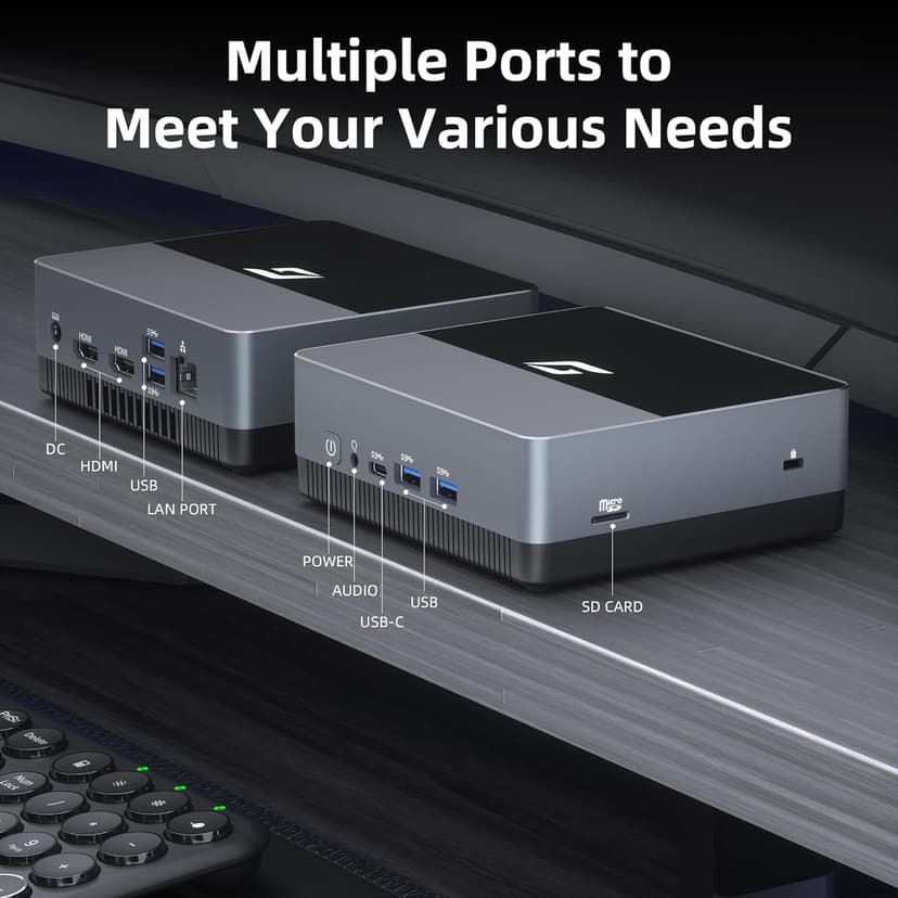 Nano J1 Linux Mini PC, Intel N5095A Quad-Core, Small Desktop Computers with 16GB RAM, 1TB PCIe SSD, 4K Dual Display, WiFi, Type-C, RJ45, VESA, Ubuntu OS for Business/Home/Office