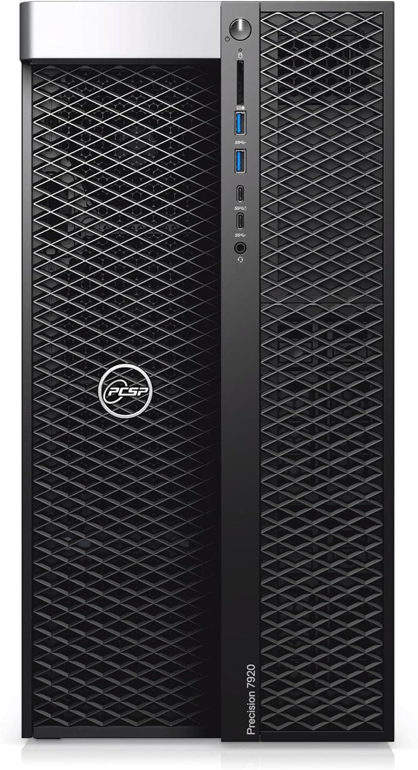 PCSP High End Precision 7920 Tower Workstation, 2X Intel Xeon Platinum 8160 up to 3.7GHz (48-Cores/96 Threads), 1TB M.2 NVMe + 4TB HDD, Quadro P2000 5GB, Windows 11 Pro 64-bit (Renewed) (384GB DDR4)