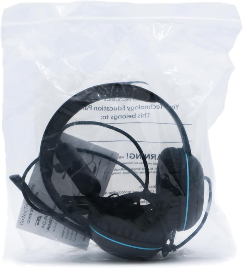Cyber Acoustics 3.5mm Stereo Headset (AC-5002) with Noise Canceling Microphone for PCs, Tablets, and Cell Phones in The Classroom or Home
