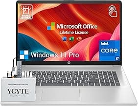 HP 17 Touchscreen Laptop Computer, 17.3" HD+ Touch Screen Business Laptop, Intel Core i7, 32GB RAM, 1TB SSD+512GB Docking Set, Windows 11 Pro Lifetime Office, 10-Key Backlit Keyboard