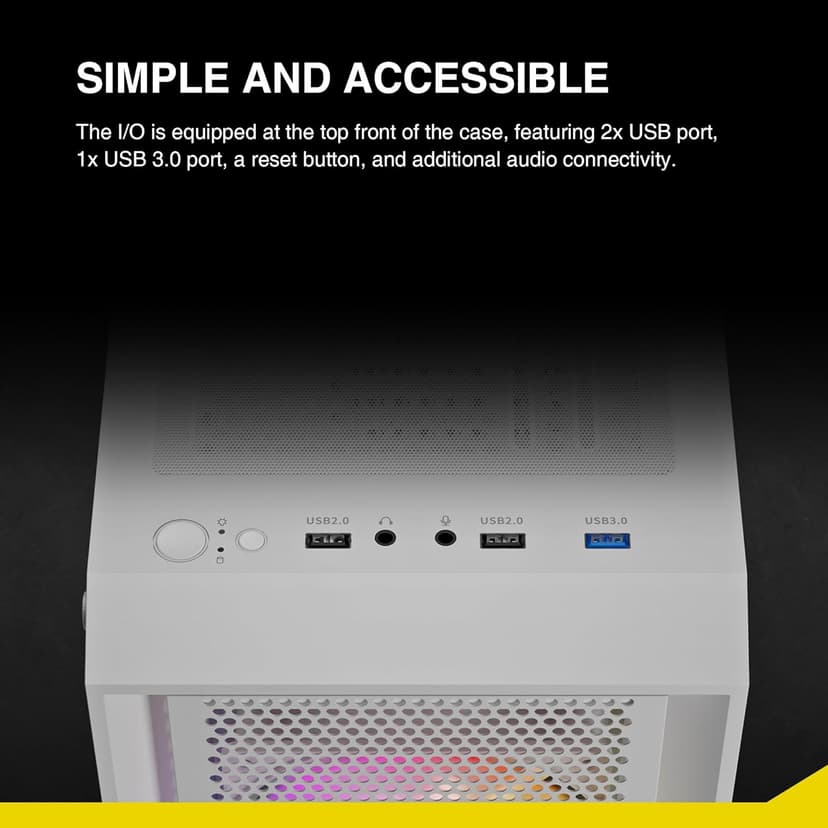 GAMDIAS White ATX Mid Tower Gaming Computer PC Case with Side Tempered Glass, Preinstalled 4X 120mm ARGB Fans, Support Up to 6X 120mm Fans, 360mm AIO/Radiator, 340mm GPU/VGA, 160mm CPU Air Cooler