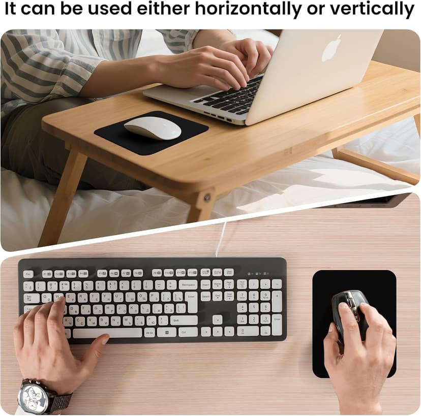 Small Mouse Pad 6 x 8 Inch, Horizontal and Vertical Flexible use. Great for Traveling, Wireless laptops, Keyboard Trays, Offices, etc. (Black)