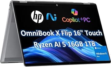 2025 HP OmniBook X Flip x360 2 in 1 Touchscreen Laptop (16" FHD+, AMD Ryzen AI 5 340 (> Intel i7-1355U), 16GB 7500 MT/s, 1TB SSD) AI Copilot+ PC for Creator, Designer, IR Webcam, Backlit, Win 11 Pro