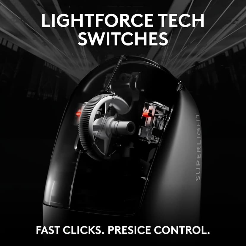 Logitech G PRO X SUPERLIGHT 2 Wireless Gaming Mouse, 60g Pro-Grade with 5 Programmable Buttons, 44k DPI Sensor, 8kHz Report Rate, USB-C Charging for PC/Mac - Black