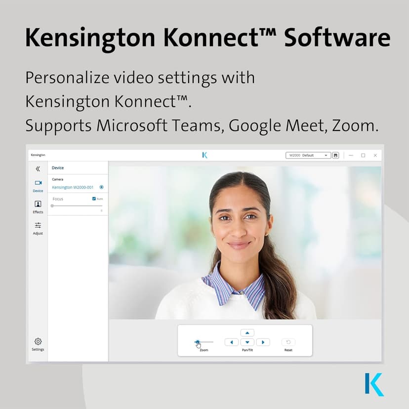 Kensington W2050 Pro 1080p Auto Focus Pro Webcam with Dual Stereo Microphone for Video Conferencing, Software Control, Privacy Shutter, Compatible with Zoom/Skype/Teams and More (K81176WW)