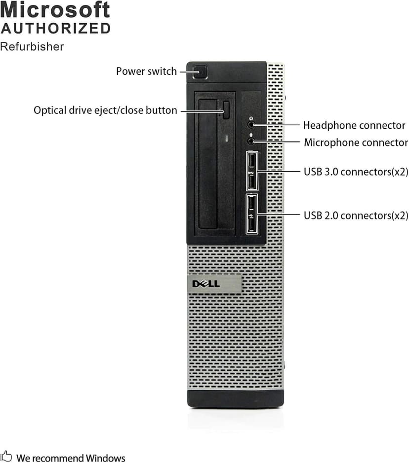 Dell Desktop Computer Package Compatible with Dell Optiplex 7010 Intel Quad Core i5 3.2GHz, 8GB Ram, 500GB HDD, 19-inch LCD, DVD, WiFi, Keyboard, Mouse, Windows 10 Pro (Renewed)