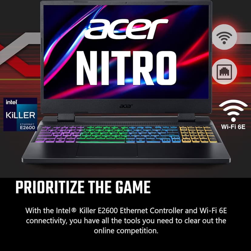 Acer Nitro 5 AN515-46-R0EQ Gaming Laptop | AMD Ryzen 7 6800H Octa-Core CPU | NVIDIA GeForce RTX 3070 Ti Laptop GPU | 15.6" QHD FreeSync 165Hz IPS | 32GB DDR5 | 1TB Gen 4 SSD | Wi-Fi 6E | RGB Backlit