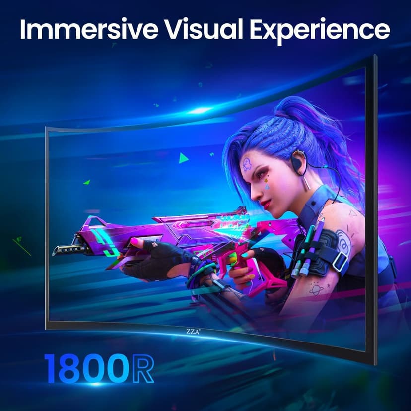 ZZA 27" Curved Gaming Monitor, Support 240Hz，Up to 280Hz, FHD 1920x1080, Three Narrow bezels,Computer Monitor FreeSync Premium - Ultimate Gaming Experience