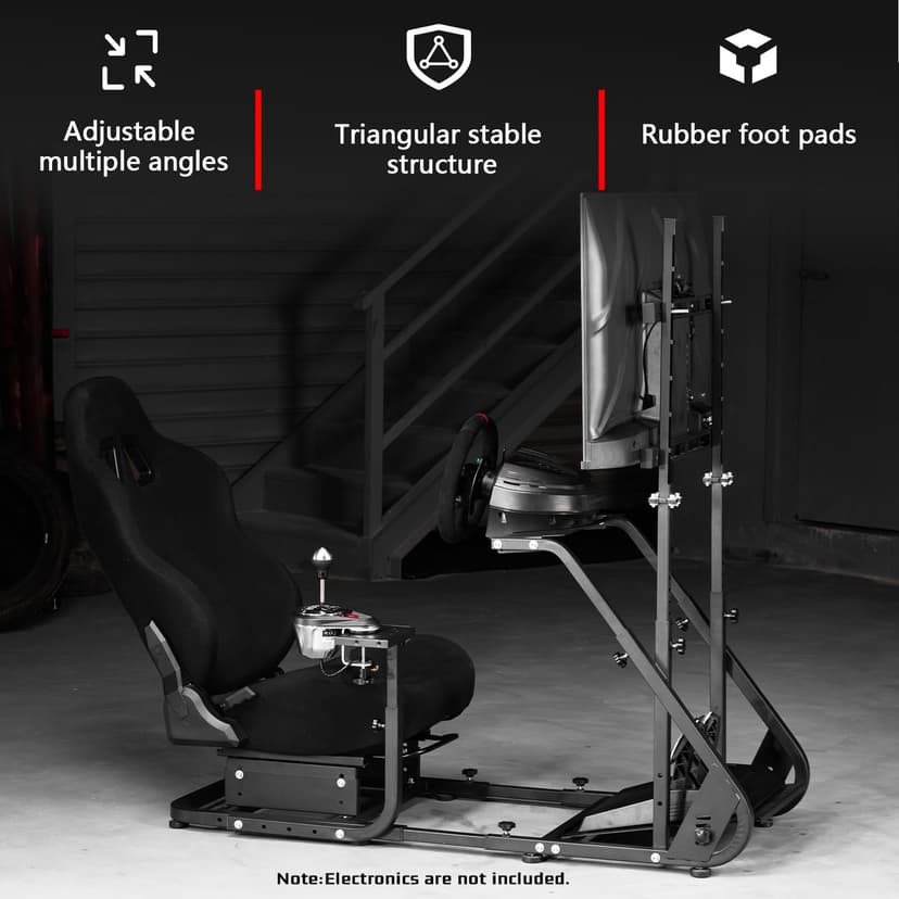 Dardoo g923 Racing Simulator Cockpit with Monitor Mount and Black Seat Adjustable Fits For Logitech g29 g920, Thrustmaster t300 Simulated Cockpit Without Shifter, Wheel, Pedals and Display