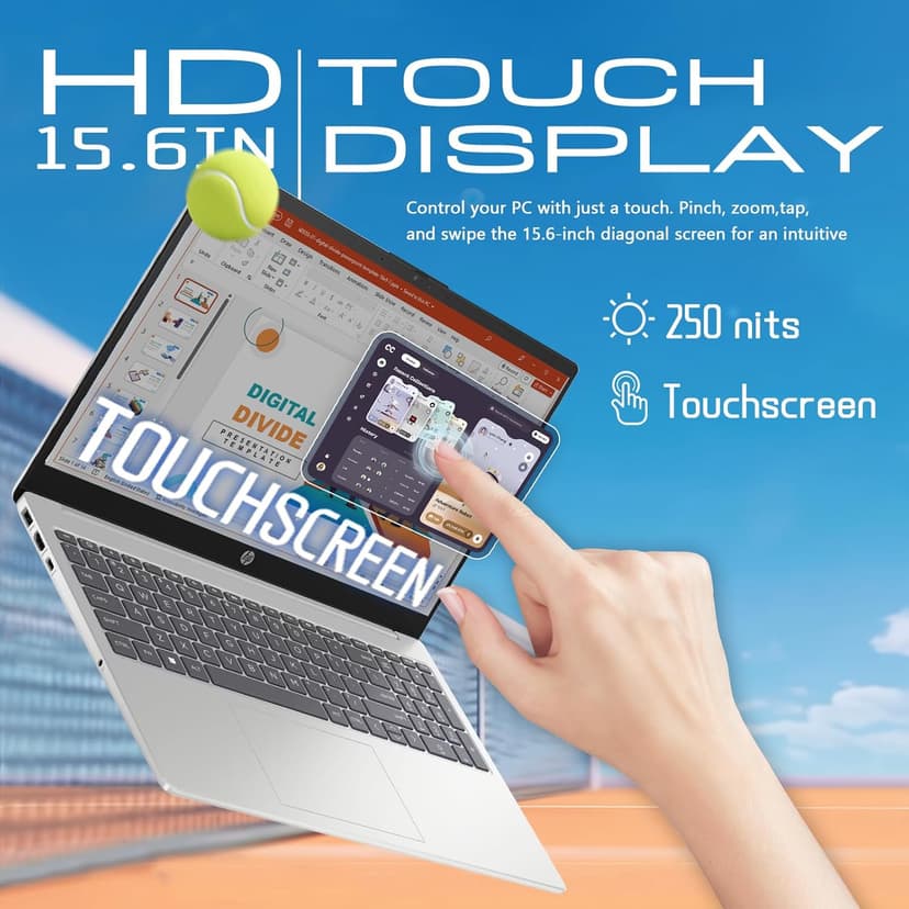 HP 15.6 Touchscreen Laptop Computer for Business & Student, w/Office Lifetime, Intel 13th Gen Core i3(Up to 4.5GHz), HD Touch Display, 64GB RAM, 2TB SSD, AI Copilot, Win 11 Pro, External DVD Drive