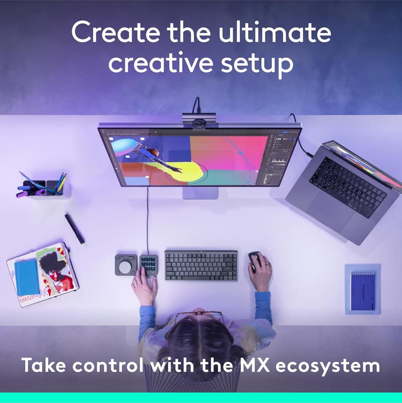 Logitech MX Creative Console, 9 Customizable LCD Keys, Stream Deck Accessories, Control Dial for Graphic Design, Adobe, Zoom, Spotify - Graphite, 3-Month Adobe Creative Cloud Membership