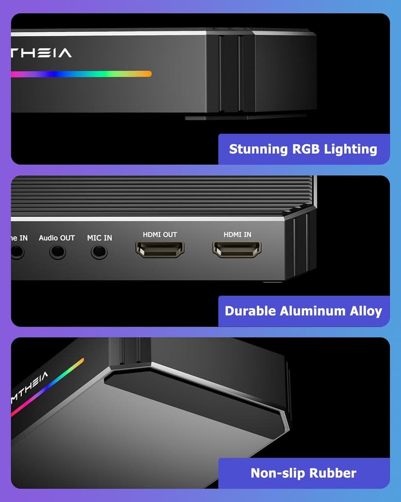 4K Capture Card for Streaming on PC,PS5/Pro,Xbox Series X/S,Switch, Stream/Record/Passthrough in 4K30 or 1080p120 HDR, HDMI 2.0, USB C 3.0 Video Game Capture Card