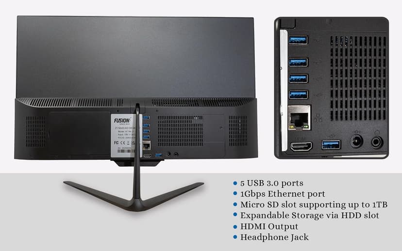 21.5" Full HD All in One PC Desktop Computer - Windows 11 Home - N4120 CPU, 4GB RAM, 128GB SSD, Dual-Band Wi-Fi, Bluetooth, Expandable HDD - AIO PC with Front Camera, Wireless Keyboard & Mouse