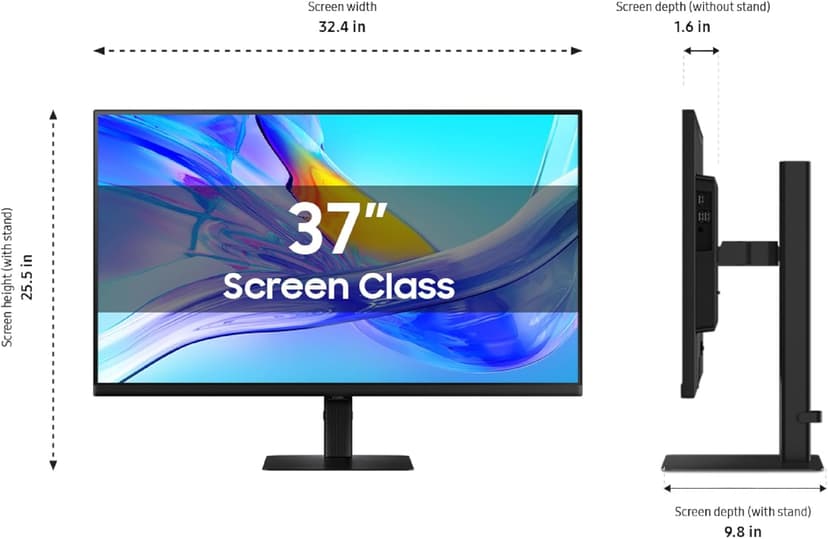 Samsung 37-inch ViewFinity S8 (S80UD) 4K UHD HDR10 High Resolution Monitor, USB-C, Height Adjustable Ergonomic Stand, Built-in KVM Switch, Advanced Eye Care, LS37D800UANXZA, 2025