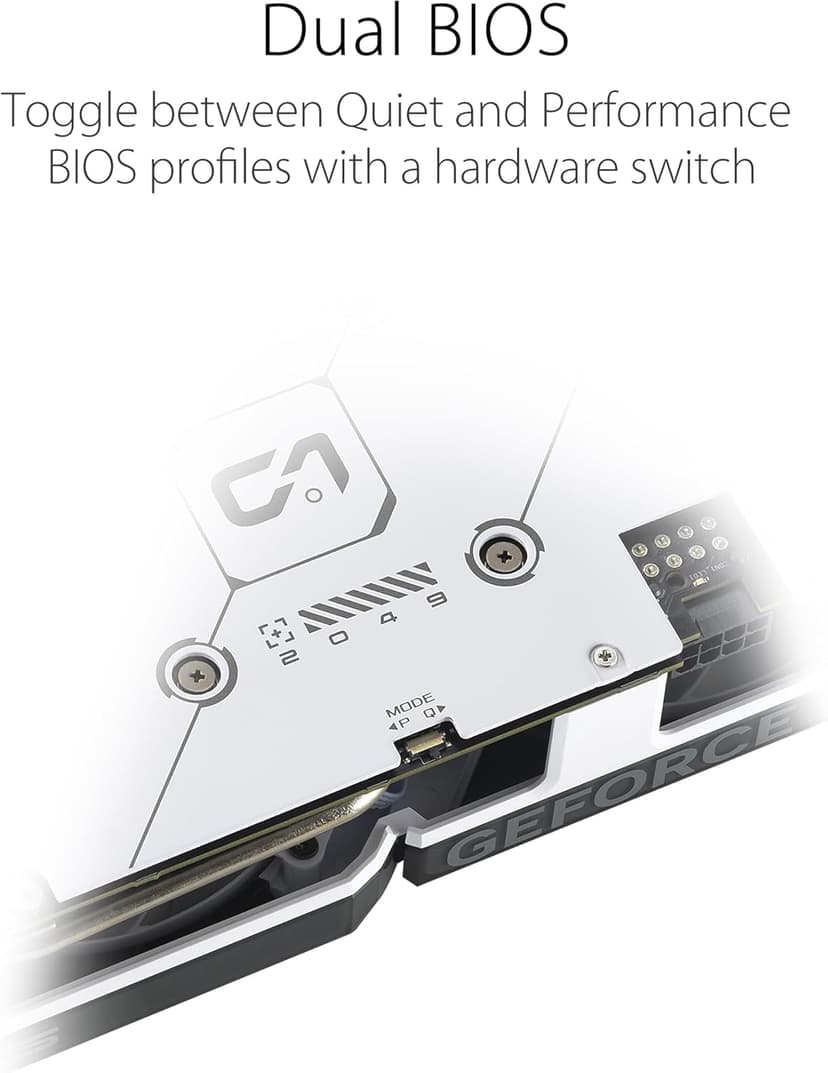 ASUS Dual GeForce RTX™ 4060 OC White Edition 8GB GDDR6 (PCIe 4.0, 8GB GDDR6, DLSS 3, HDMI 2.1a, DisplayPort 1.4a, 2.5-Slot Design, Axial-tech Fan Design, 0dB Technology, and More)