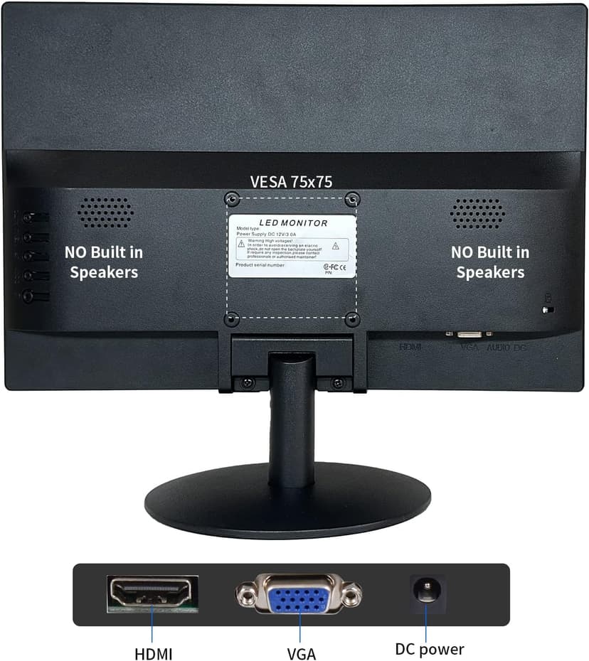 15.6 Inch Small PC Monitor, FHD VA 1080P Desktop Display with 1920x1080 99% sRGB HDMI VGA Ports, VESA Mounting, LED Monitor for PC, Laptop and Computer, Black