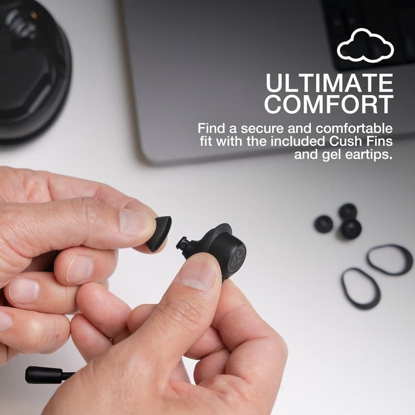 JLab Work Buds in-Ear True Wireless Headset with Detachable Noise-Canceling Boom Mic, Black, Long 55+ Total Hours Playtime, Bluetooth Multipoint, USB-C Charging Dock