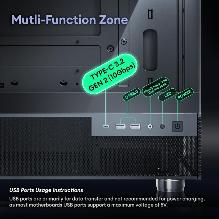 Aqua 3, Micro ATX Case, MATX PC Case with 3 X 120mm 3-Pin ARGB Fan Pre-Installed, Panoramic View Tempered Glass Front & Side Panel, with Type C Port, Black