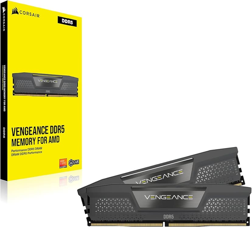 Corsair VENGEANCE DDR5 64GB (2x32GB) DDR5 6000MHz CL30 AMD EXPO Intel XMP iCUE Compatible Computer Memory – Gray (CMK64GX5M2B6000Z30)