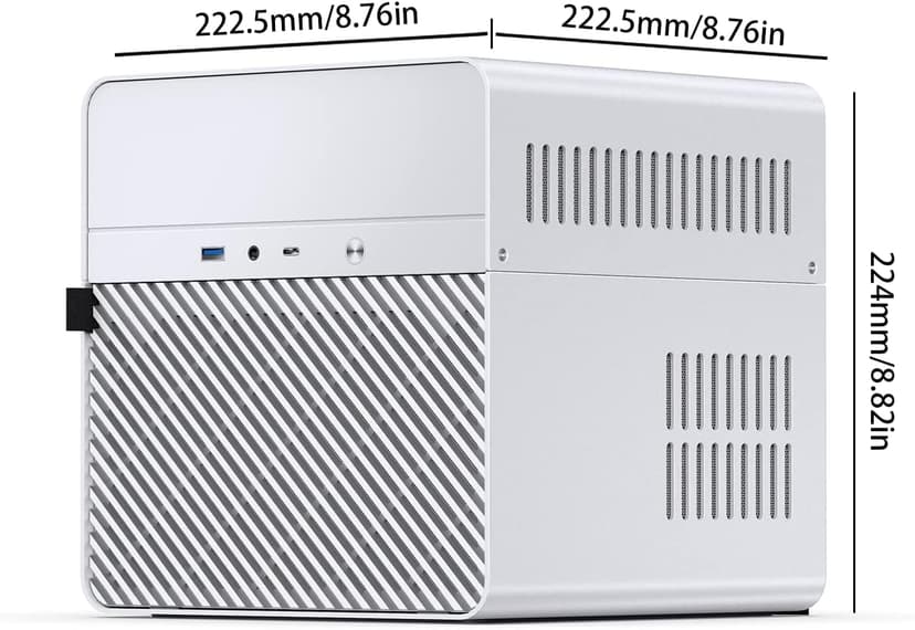 JONSBO N2 White NAS ITX Case 5+1 Disk Bays Mini Aluminum Case, Built-in 12cm Fan, SFX Power Bite (L150mm Max.), Support 65mm CPU Cooler, Integrated Upper Cover Removable，White