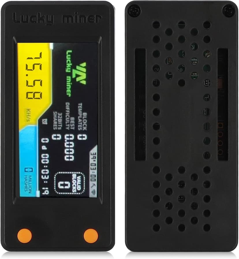 Bitcoins Miner Lotto Mining Device 78K/S 2.4G WiFi/Hotspot SHA-256 Asic Chip BM1366 Portable LV02 Micro Silent Cryptocurrency Home Use BTC Miner Machine Solo Miner