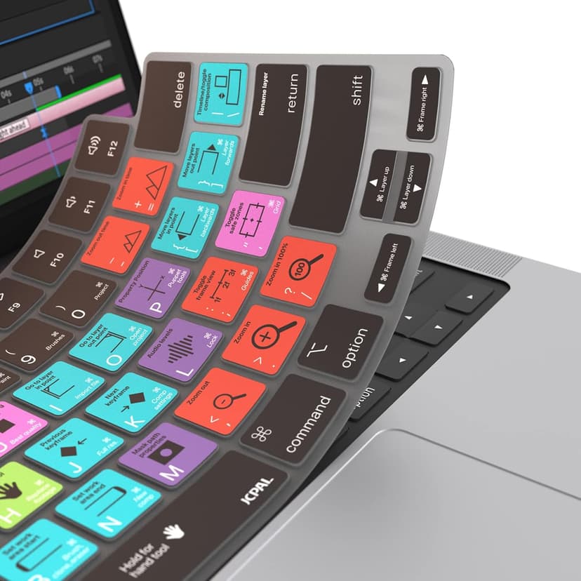 JCPal Adobe After Effects Shortcut Guide Keyboard Cover for Apple MacBook Pro 14 inch and MacBook Pro 16 inch (M1-M4 Models) and MacBook Air 13 inch and MacBook Air 15 inch (M2-M4 Models) (US-Layout)