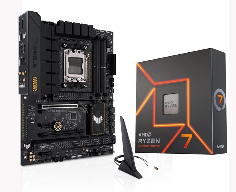 MICRO CENTER AMD Ryzen 7 7700X Desktop CPU Processorwith ASUS TUF Gaming B650-PLUS WiFi DDR5 PCIe 5.0 ATX Gaming Motherboard