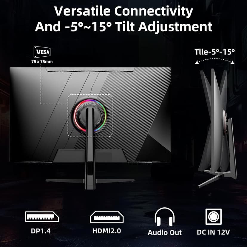 32 Inch UHD Gaming Monitor, (3840 X 2160) Computer Monitor, HDR400, DCI-P3 86%，100% sRGB, Eye Care, Freesync, HDMI, Dp Port and Built-in Speaker, Support Wall
