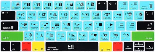 HRH Davinci Resolve Shortcuts Hotkey Silicone Keyboard Cover Skin for MacBook Pro with Touch Bar 13 Inch and 15 Inch(A2159/A1989/A1706,A1990/A1707) 2019 2018 2016 2017 Release US Version