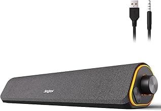 SOULION R50 Bluetooth Computer Speakers, 3.5mm PC Sound Bar for Desktop Monitor, Wired USB Powered & Colorful LED Lights with Switch Button, Surround Sound Soundbar PC Spearkers for Computer
