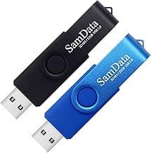 32GB USB Flash Drives 2 Pack 32GB Thumb Drives Memory Stick Jump Drive with LED Light for Storage and Backup (2 Colors: Black Blue)