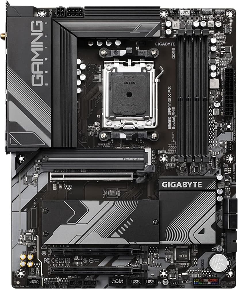 GIGABYTE B650 Gaming X AX (AM5/ LGA 1718/ AMD/ B650/ ATX/ 5-Year Warranty/ DDR5/ PCIe 4.0 M.2/ PCIe 4.0/ USB 3.2 Gen2x2 Type-C/AMD Wi-Fi 6E/ Realtek 2.5GbE LAN/Motherboard)
